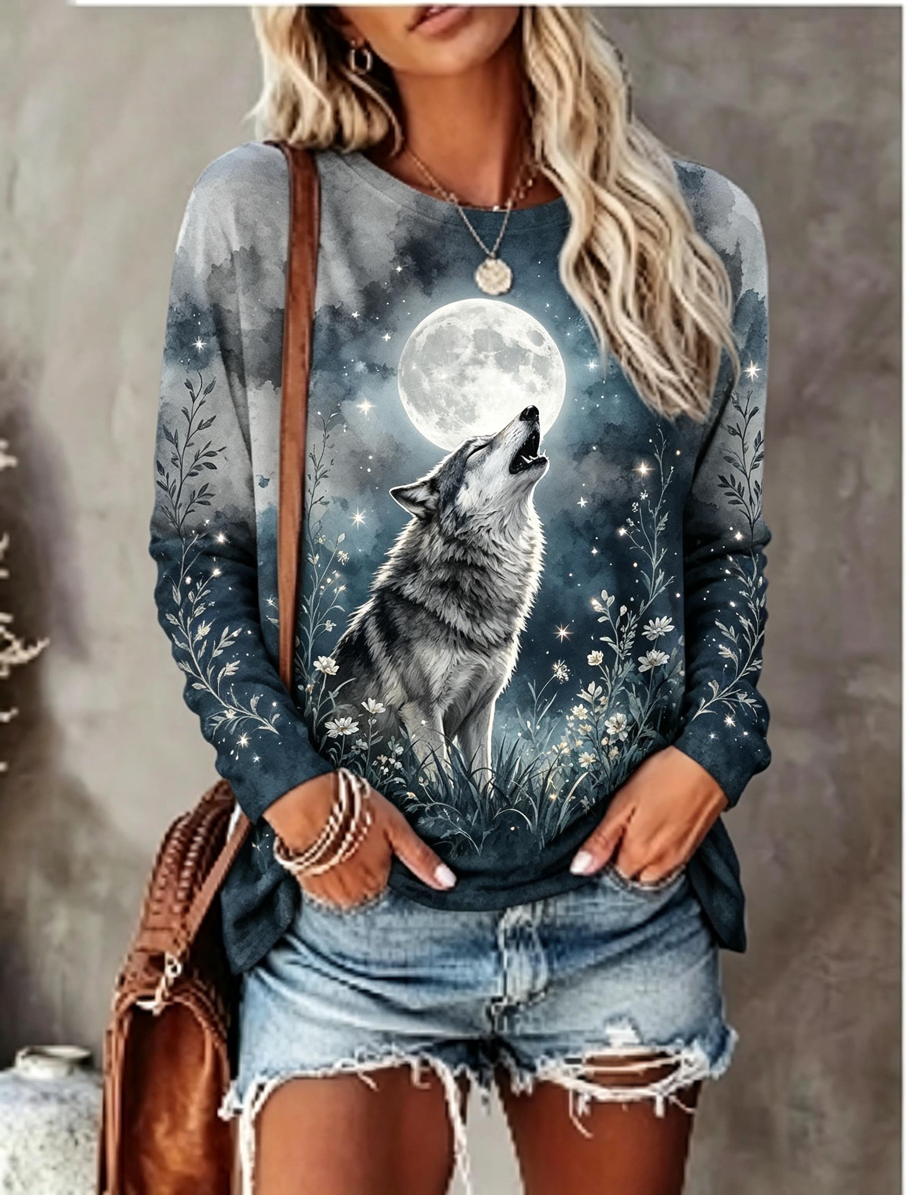 Winter Clothing For Women - تي شيرت نسائي بأكمام طويلة، بتصميم