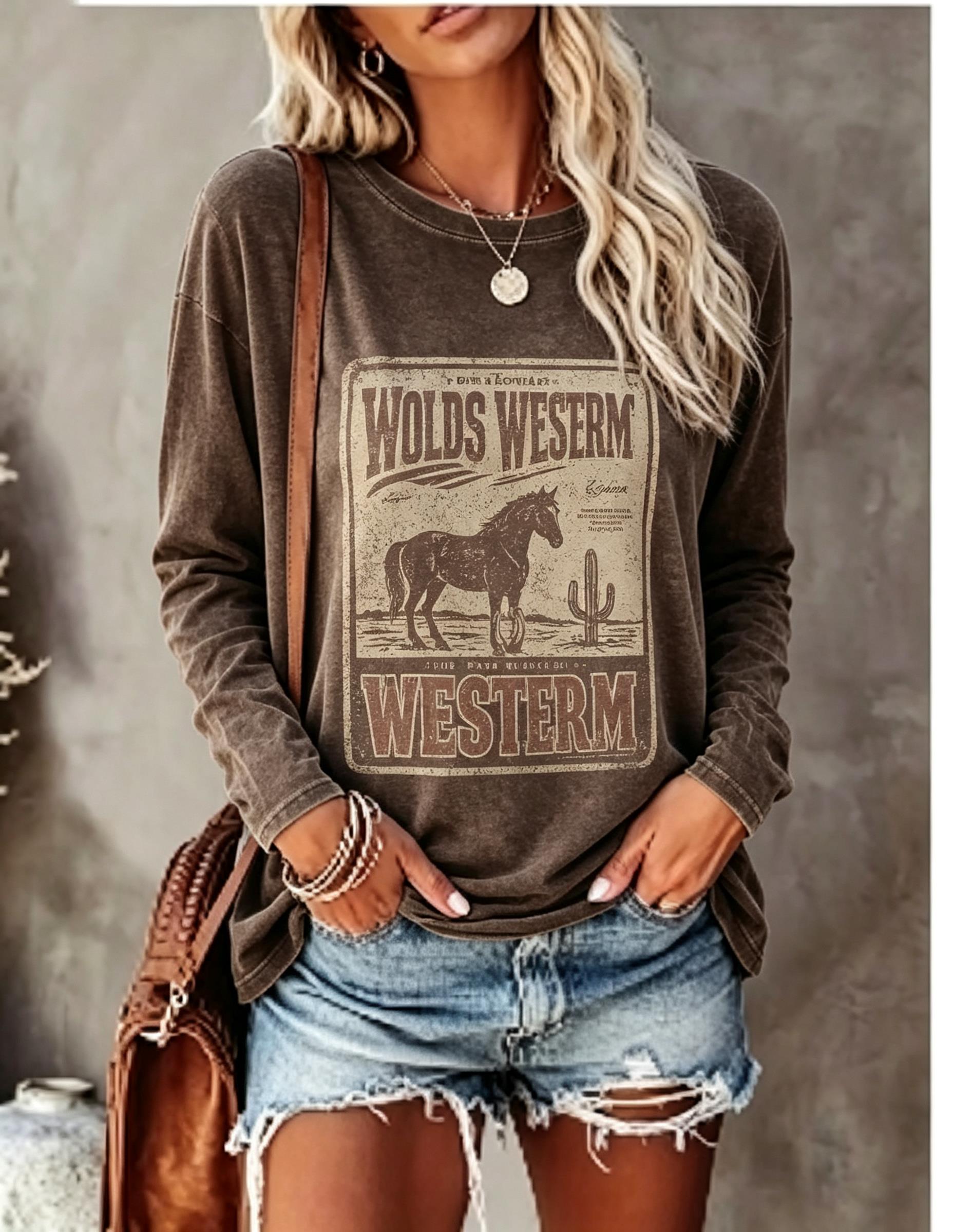 Winter Clothing For Women - تي شيرت نسائي بأكمام طويلة، بتصميم